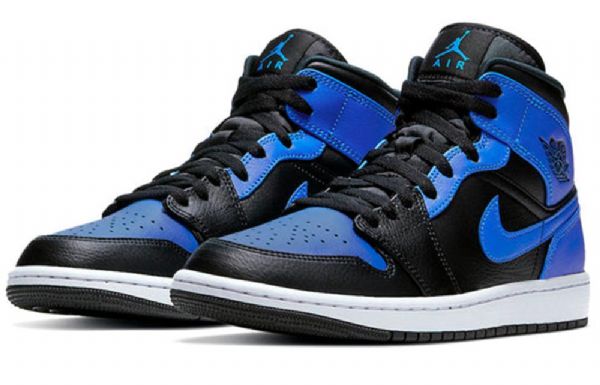 Nike Air Jordan 1 Mid Tops Retro Basketball Shoes Herre Svarte Blå