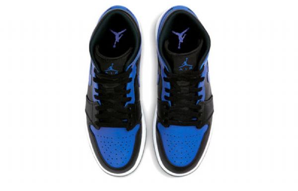 Nike Air Jordan 1 Mid Tops Retro Basketball Shoes Herre Svarte Blå