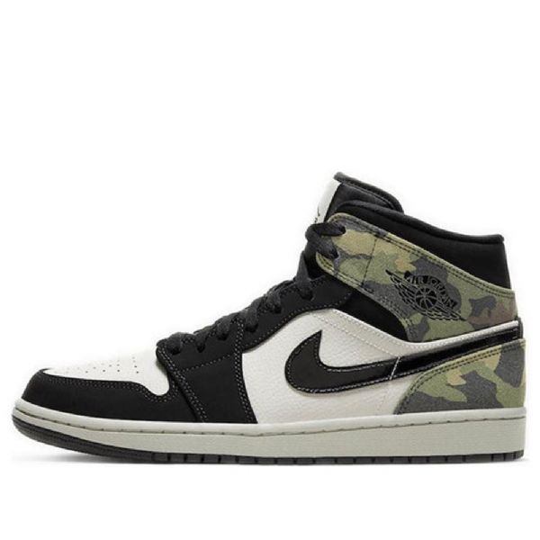 Nike Air Jordan 1 Mid Tops Retro Basketball Shoes Herre Svarte Camouflage