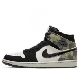 Nike Air Jordan 1 Mid Tops Retro Basketball Shoes Herre Svarte Camouflage