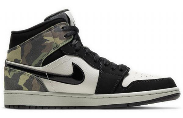 Nike Air Jordan 1 Mid Tops Retro Basketball Shoes Herre Svarte Camouflage