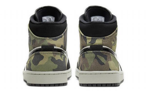 Nike Air Jordan 1 Mid Tops Retro Basketball Shoes Herre Svarte Camouflage