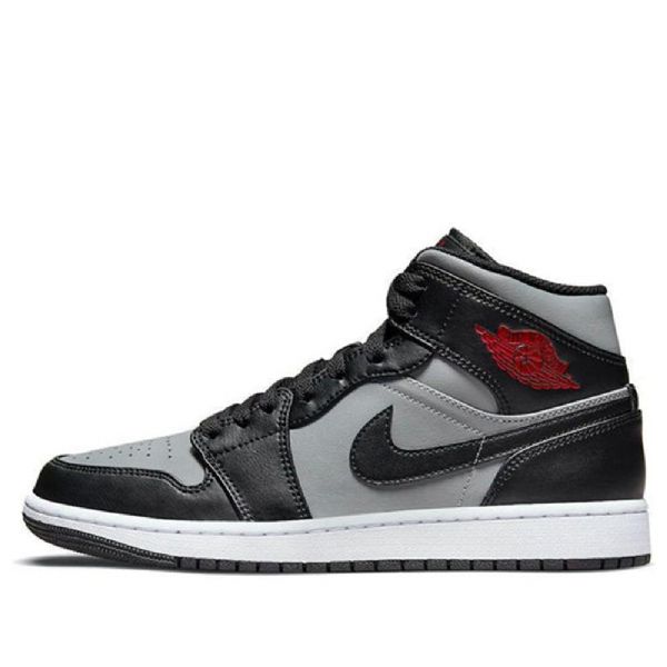 Nike Air Jordan 1 Mid Tops Retro Basketball Shoes Herre Svarte Grå