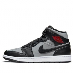 Nike Air Jordan 1 Mid Tops Retro Basketball Shoes Herre Svarte Grå