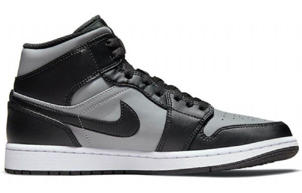 Nike Air Jordan 1 Mid Tops Retro Basketball Shoes Herre Svarte Grå
