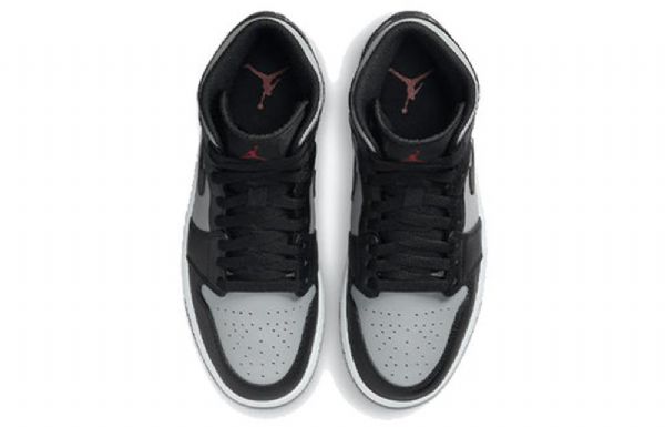 Nike Air Jordan 1 Mid Tops Retro Basketball Shoes Herre Svarte Grå