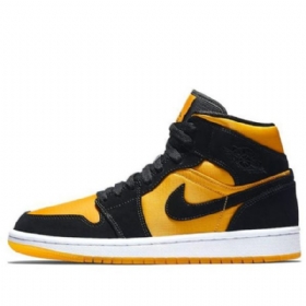 Nike Air Jordan 1 Mid Tops Retro Basketball Shoes Herre Svarte Gull