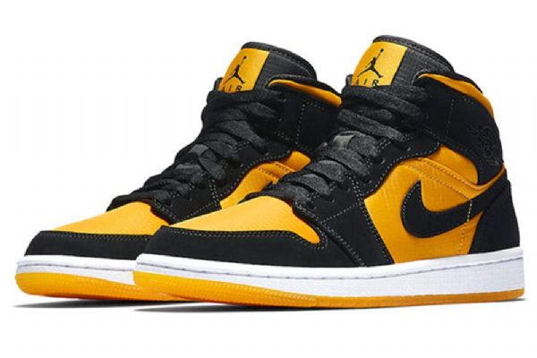 Nike Air Jordan 1 Mid Tops Retro Basketball Shoes Herre Svarte Gull