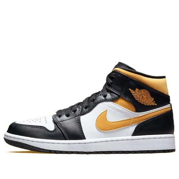 Nike Air Jordan 1 Mid Tops Retro Basketball Shoes Herre Svarte Gull
