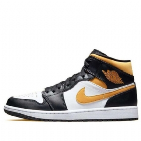 Nike Air Jordan 1 Mid Tops Retro Basketball Shoes Herre Svarte Gull