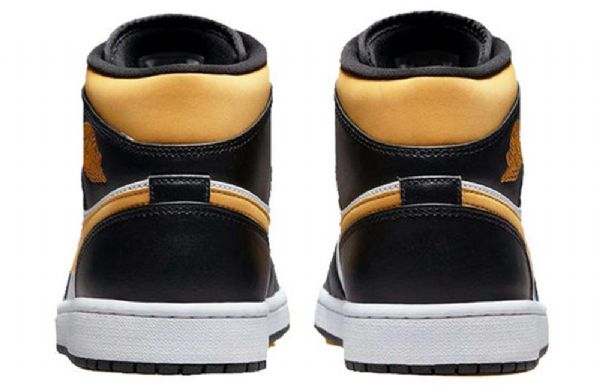 Nike Air Jordan 1 Mid Tops Retro Basketball Shoes Herre Svarte Gull