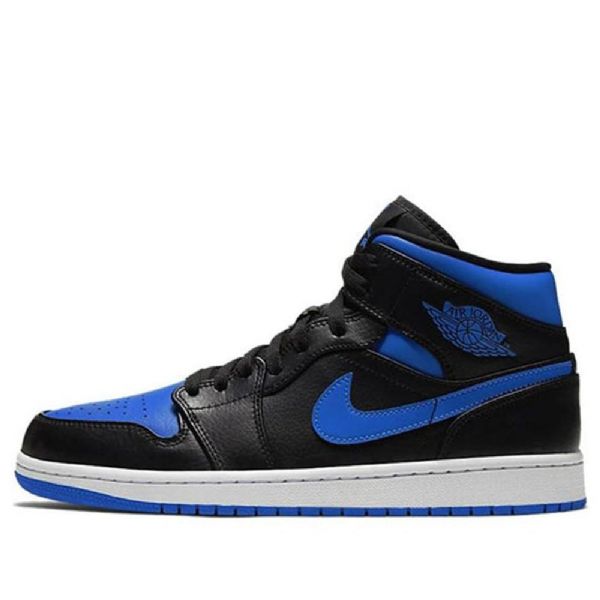 Nike Air Jordan 1 Mid Tops Retro Basketball Shoes Herre Svarte Kongeblå