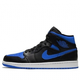 Nike Air Jordan 1 Mid Tops Retro Basketball Shoes Herre Svarte Kongeblå