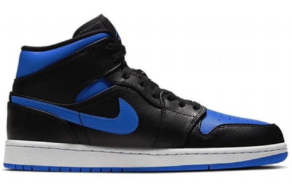 Nike Air Jordan 1 Mid Tops Retro Basketball Shoes Herre Svarte Kongeblå