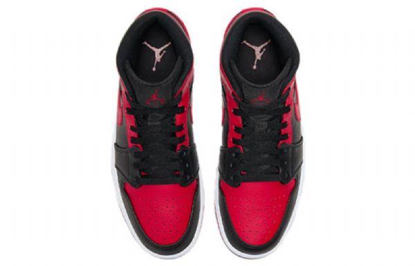 Nike Air Jordan 1 Mid Tops Retro Basketball Shoes Herre Svarte Rød
