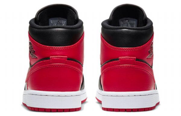 Nike Air Jordan 1 Mid Tops Retro Basketball Shoes Herre Svarte Rød