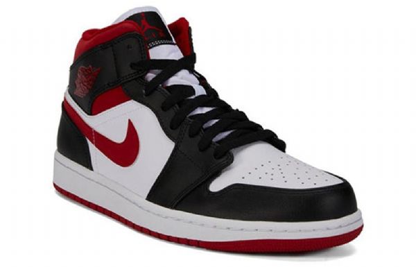 Nike Air Jordan 1 Mid Tops Retro Basketball Shoes Herre Svarte Rød