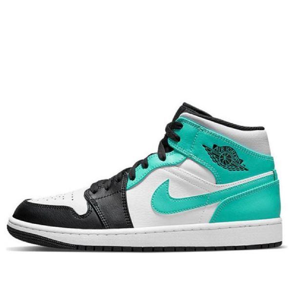 Nike Air Jordan 1 Mid Tops Retro Basketball Shoes Herre Svarte Turkis
