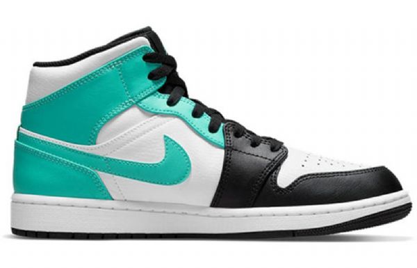 Nike Air Jordan 1 Mid Tops Retro Basketball Shoes Herre Svarte Turkis