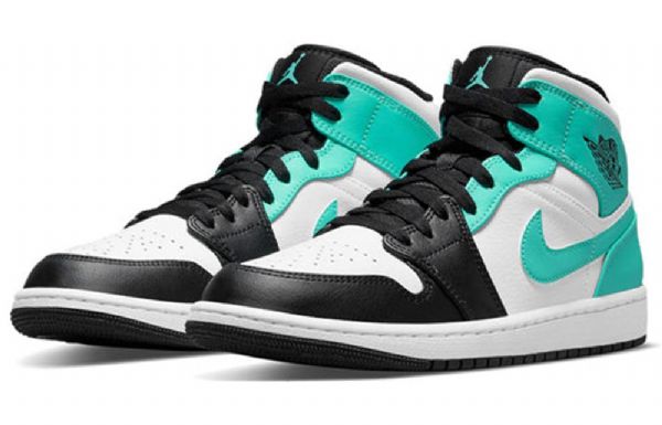 Nike Air Jordan 1 Mid Tops Retro Basketball Shoes Herre Svarte Turkis
