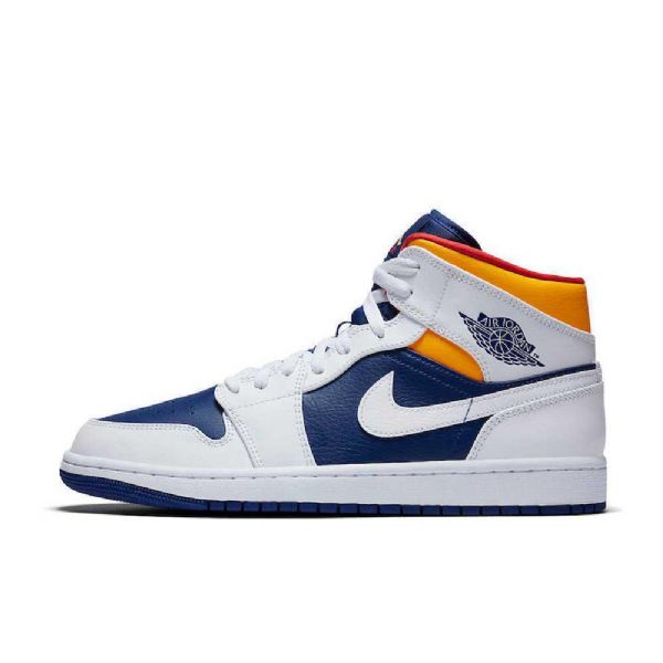 Nike Air Jordan 1 Mid Tops Royal Laser Sko Herre Kongeblå Blå Oransje