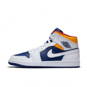 Nike Air Jordan 1 Mid Tops Royal Laser Sko Herre Kongeblå Blå Oransje