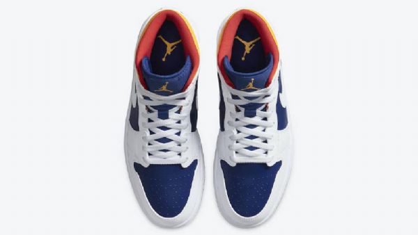 Nike Air Jordan 1 Mid Tops Royal Laser Sko Herre Kongeblå Blå Oransje