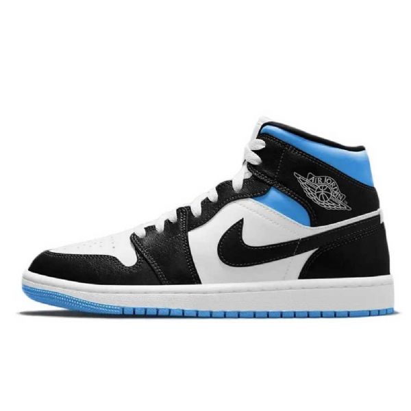 Nike Air Jordan 1 Mid Tops Royal Sko Dame Kongeblå Svarte Hvite