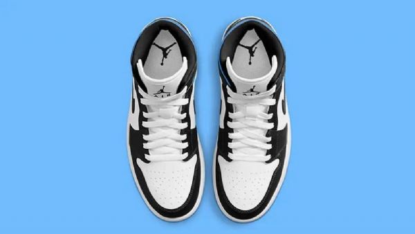 Nike Air Jordan 1 Mid Tops Royal Sko Dame Kongeblå Svarte Hvite