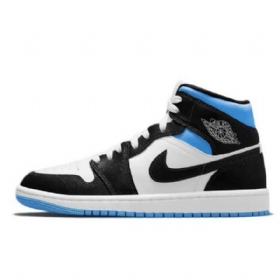 Nike Air Jordan 1 Mid Tops Royal Sko Herre Kongeblå Svarte Hvite