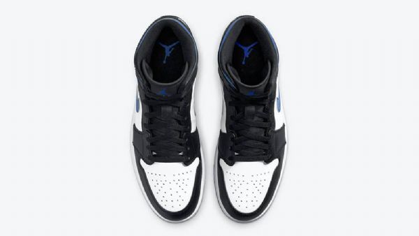 Nike Air Jordan 1 Mid Tops Royal Sko Herre Svarte Hvite Blå