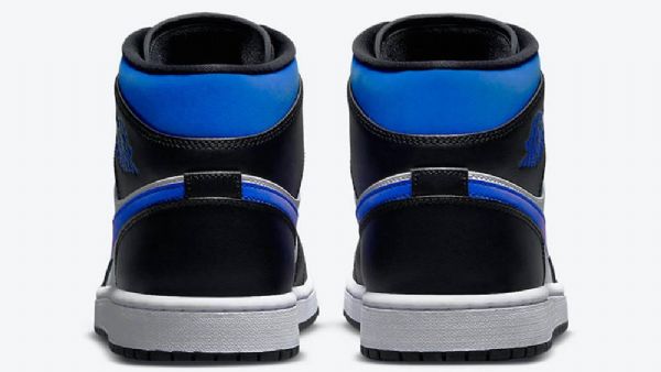 Nike Air Jordan 1 Mid Tops Royal Sko Herre Svarte Hvite Blå