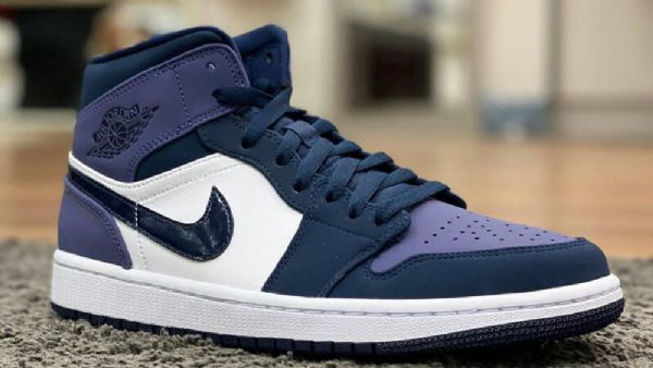 Nike Air Jordan 1 Mid Tops Sanded Sko Herre Lilla