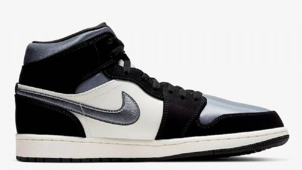 Nike Air Jordan 1 Mid Tops Satin Sko Herre Grå