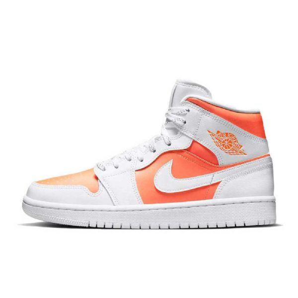 Nike Air Jordan 1 Mid Tops Se Bright Citrus Sko Herre Hvite Oransje