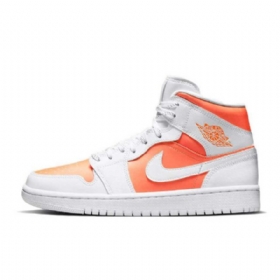 Nike Air Jordan 1 Mid Tops Se Bright Citrus Sko Herre Hvite Oransje