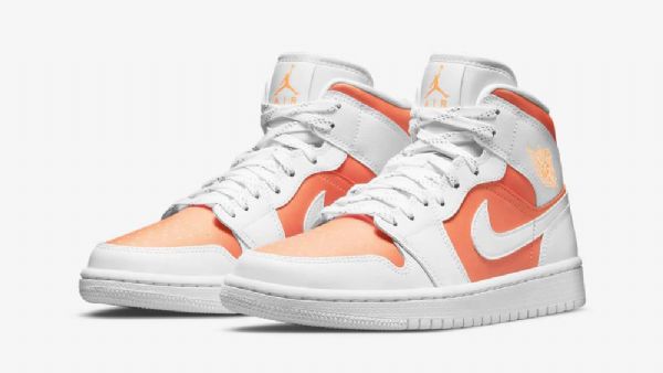 Nike Air Jordan 1 Mid Tops Se Bright Citrus Sko Herre Hvite Oransje
