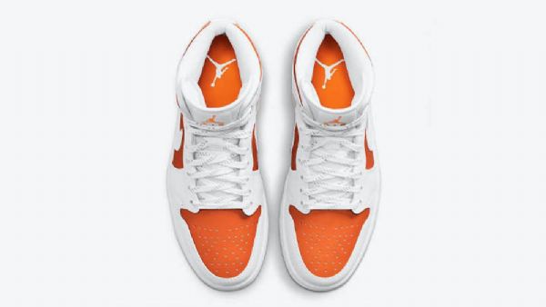 Nike Air Jordan 1 Mid Tops Se Bright Citrus Sko Herre Hvite Oransje