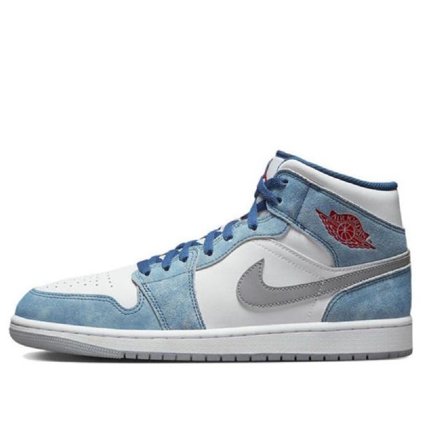 Nike Air Jordan 1 Mid Tops Se French Retro Basketball Shoes Herre Blå