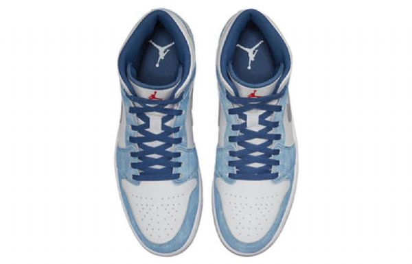 Nike Air Jordan 1 Mid Tops Se French Retro Basketball Shoes Herre Blå