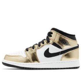 Nike Air Jordan 1 Mid Tops Se Gs Basketsko Herre Gull