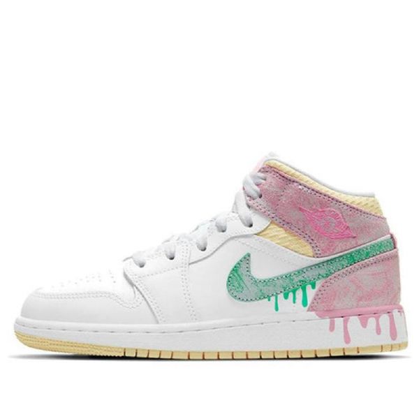 Nike Air Jordan 1 Mid Tops Se Gs Basketsko Herre Hvite Rosa