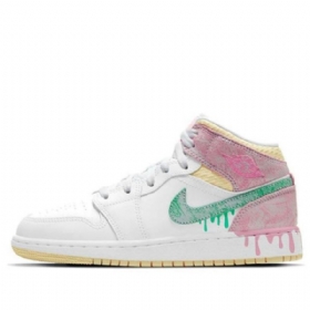 Nike Air Jordan 1 Mid Tops Se Gs Basketsko Herre Hvite Rosa