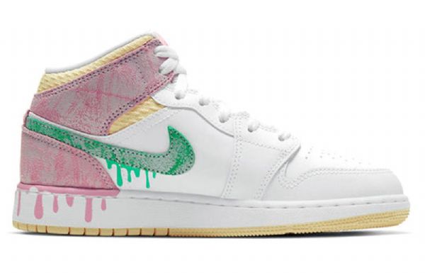 Nike Air Jordan 1 Mid Tops Se Gs Basketsko Herre Hvite Rosa