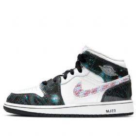 Nike Air Jordan 1 Mid Tops Se Gs Basketsko Herre Hvite Svarte