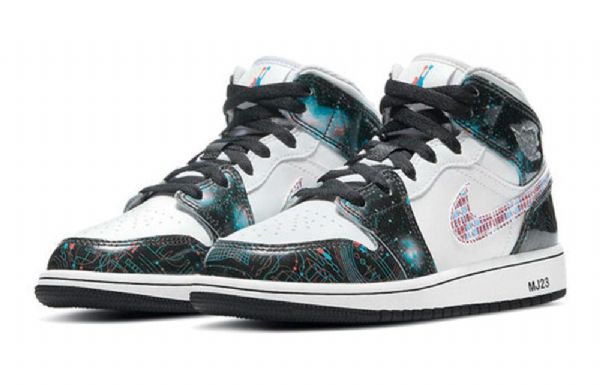 Nike Air Jordan 1 Mid Tops Se Gs Basketsko Herre Hvite Svarte