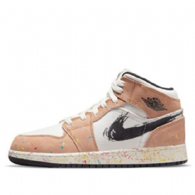 Nike Air Jordan 1 Mid Tops Se Gs Basketsko Herre Khaki Hvite