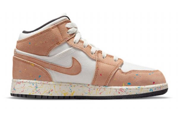 Nike Air Jordan 1 Mid Tops Se Gs Basketsko Herre Khaki Hvite