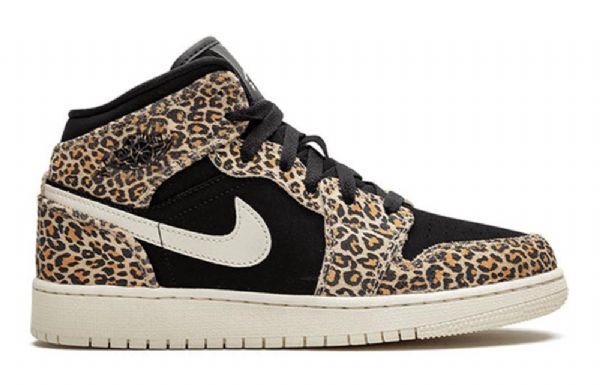 Nike Air Jordan 1 Mid Tops Se Gs Basketsko Herre Leopard