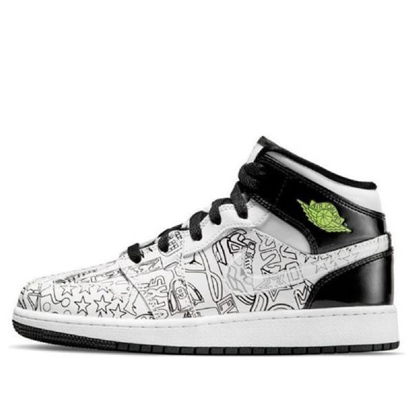 Nike Air Jordan 1 Mid Tops Se Gs Basketsko Herre Svarte Hvite